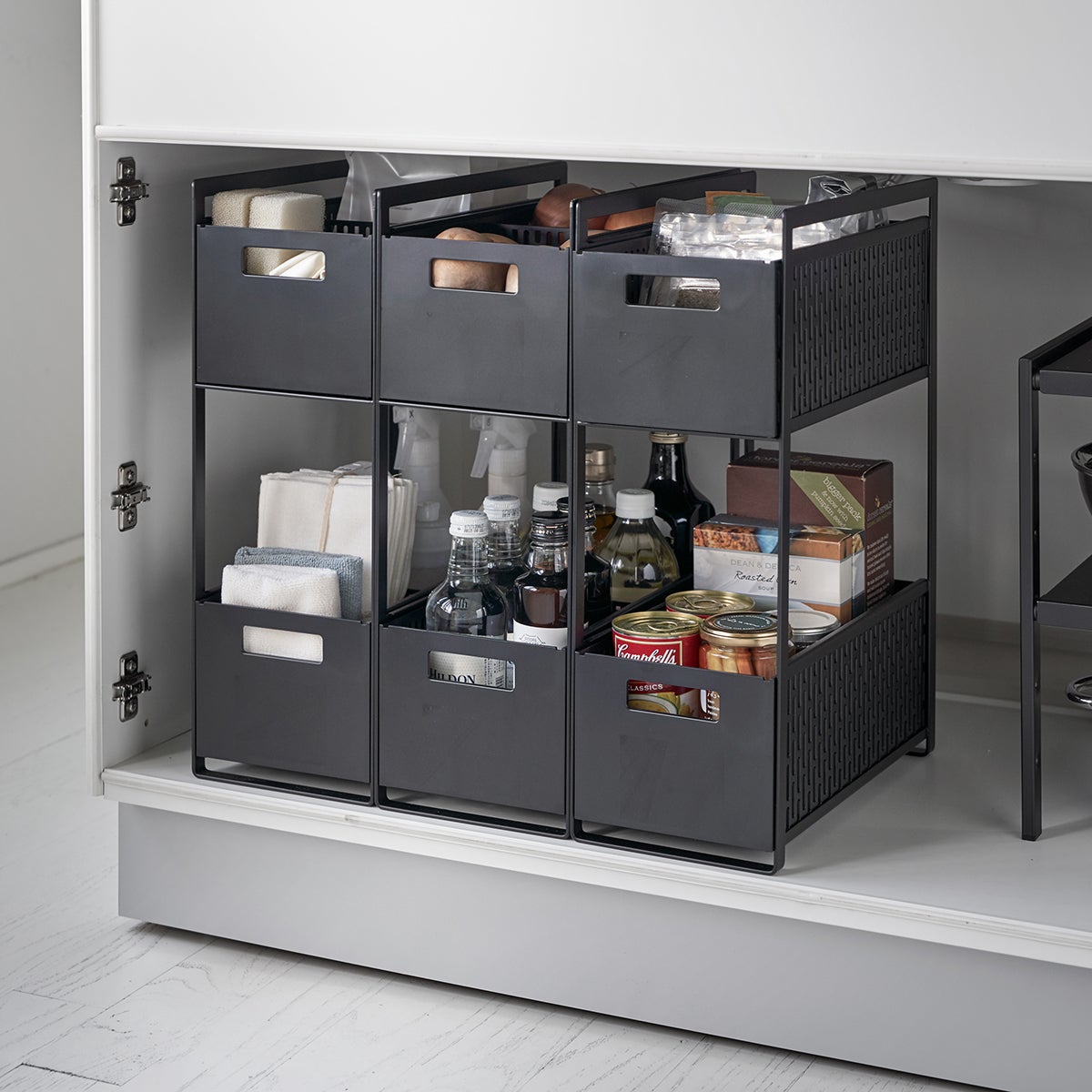 Yamazaki Tower Two-Tier Cupboard Storage Basket | The Container Store
